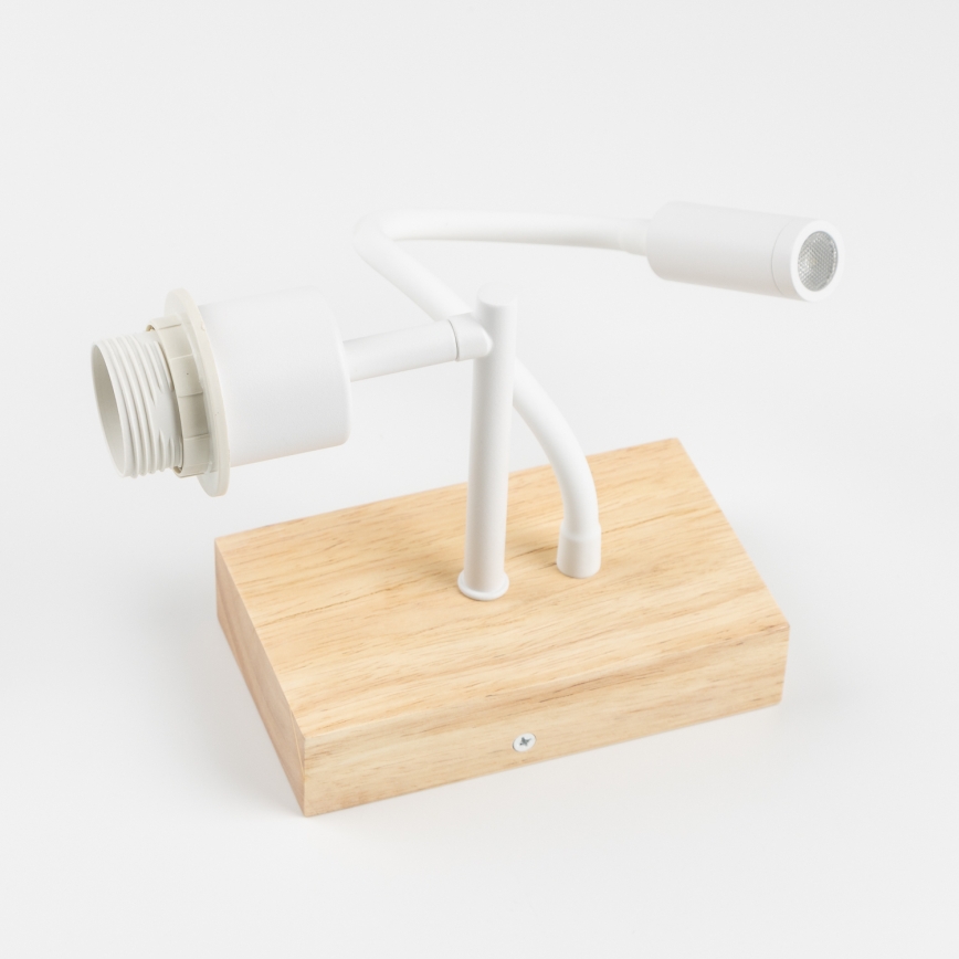 Brilagi - Flexible LED-Kinder-Wandleuchte BOBO WOOD 1xE27/25W/230V + LED/3W Eiche/Weiß/Rosa/Feen