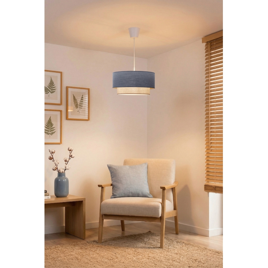Brilagi - LED-Hängeleuchte an Kabel BOHO ECO 1xE27/10W/230V Ø 40 cm blau/creme
