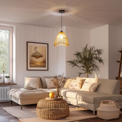 Brilagi - LED-Hängeleuchte an Kabel CERIA BOHO, 1x E27-Fassung (max. 40 W), 230 V, Ø 30 cm, braun