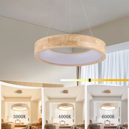 Brilagi - LED-Pendelleuchte an Kabel FALCON WOOD LED/30W/230V 3000/4000/6000K Ø 45 cm Holz