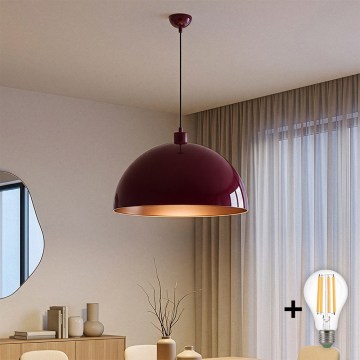 Brilagi - LED-Hängeleuchte an Kabel METALO 1xE27/40W/230V Ø 60 cm burgunderrot/kupferfarben