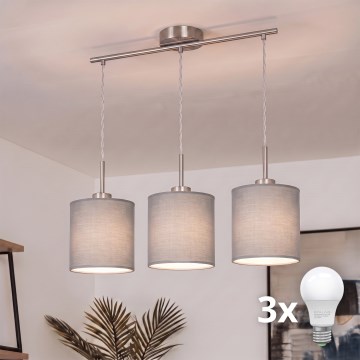 Brilagi - LED-Hängeleuchte an Kabel NUBILA 3xE27/60W/230V hellgrau