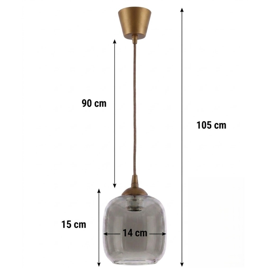 BRILAGI - LED-Hängeleuchte an Kabel RETRO GLASS 1xE27/60W/230V Ø 14 cm braun/rauchgrau