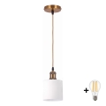 BRILAGI - LED-Hängeleuchte an Kabel RETRO GLASS 1xE27/60W/230V Ø 10 cm gold/weiß