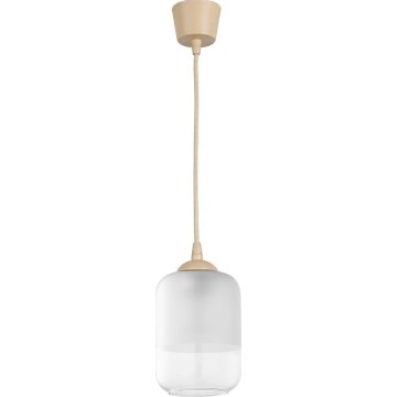 Brilagi - LED-Hängeleuchte an Kabel RETRO GLASS 1xE27/60W/230V Ø 14 cm beige/weiß