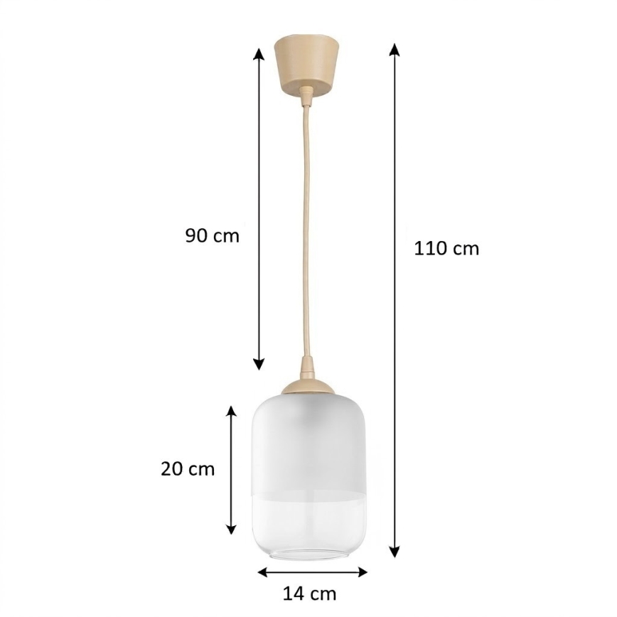 Brilagi - LED-Hängeleuchte an Kabel RETRO GLASS 1xE27/60W/230V Ø 14 cm beige/weiß