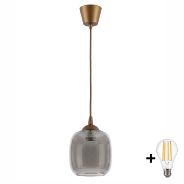 Brilagi - LED-Hängeleuchte an Kabel RETRO GLASS 1xE27/60W/230V Ø 14 cm braun/rauchgrau