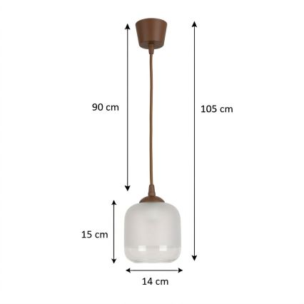 Brilagi - LED-Hängeleuchte an Kabel RETRO GLASS 1xE27/60W/230V Ø 14 cm braun/weiß
