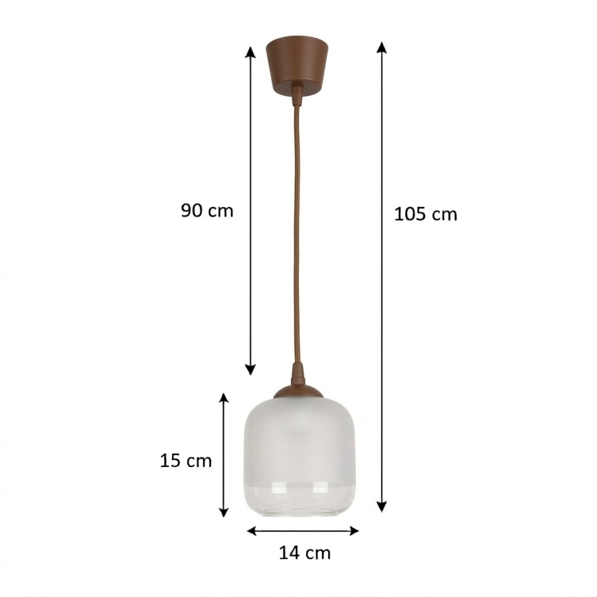 Brilagi - LED-Hängeleuchte an Kabel RETRO GLASS 1xE27/60W/230V Ø 14 cm braun/weiß