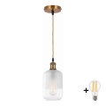 BRILAGI - LED-Hängeleuchte an Kabel RETRO GLASS 1xE27/60W/230V Ø 14 cm gold/weiß
