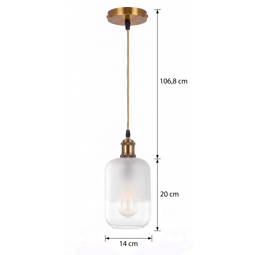 BRILAGI - LED-Hängeleuchte an Kabel RETRO GLASS 1xE27/60W/230V Ø 14 cm gold/weiß