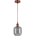 Brilagi - LED-Hängeleuchte an Kabel RETRO GLASS 1xE27/60W/230V Ø 14 cm Kupfer/Rauchgrau
