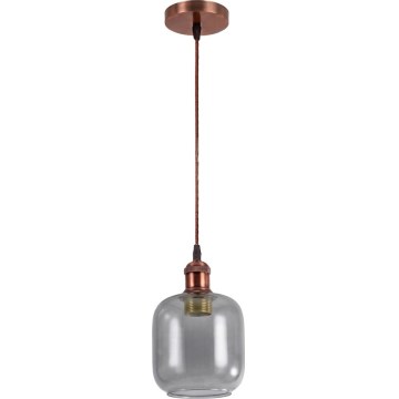 Brilagi - LED-Hängeleuchte an Kabel RETRO GLASS 1xE27/60W/230V Ø 14 cm Kupfer/Rauchgrau