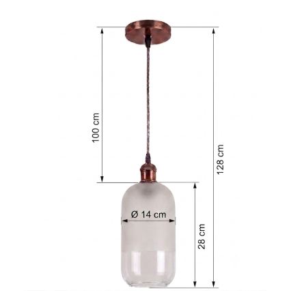 Brilagi - LED-Hängeleuchte an Kabel RETRO GLASS 1xE27/60W/230V Ø 14 cm kupfer/weiß