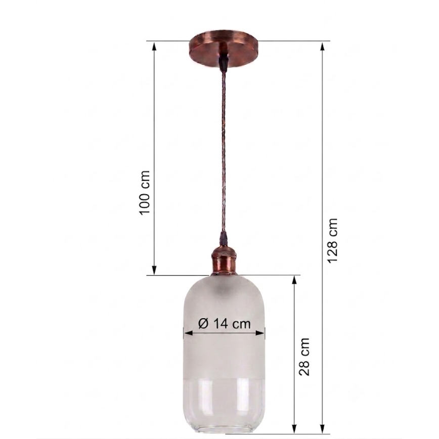 Brilagi - LED-Hängeleuchte an Kabel RETRO GLASS 1xE27/60W/230V Ø 14 cm kupfer/weiß