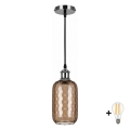 BRILAGI - LED Hängeleuchte an Kabel RETRO GLASS 1xE27/60W/230V Ø 14 cm schwarz/rauchbraun