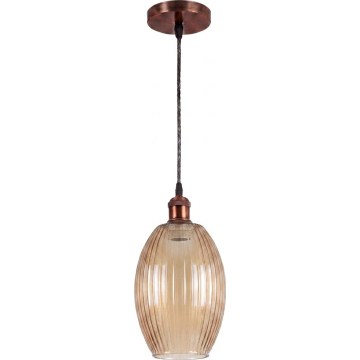 Brilagi - LED-Hängeleuchte an Kabel RETRO GLASS 1xE27/60W/230V Ø 17 cm Kupfer/Rauchbeige