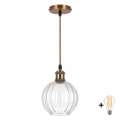BRILAGI - LED-Hängeleuchte an Kabel RETRO GLASS 1xE27/60W/230V Ø 18 cm gold/klar