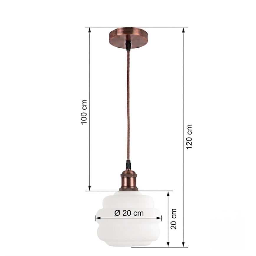Brilagi - LED-Hängeleuchte an Kabel RETRO GLASS 1xE27/60W/230V Ø 20 cm kupfer/weiß