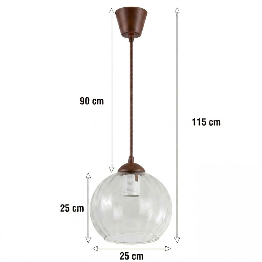 Brilagi - LED-Hängeleuchte an Kabel RETRO GLASS 1xE27/60W/230V Ø 25 cm braun/klar