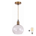 BRILAGI - LED Hängeleuchte an Kabel RETRO GLASS 1xE27/60W/230V Ø 25 cm gold/transparent