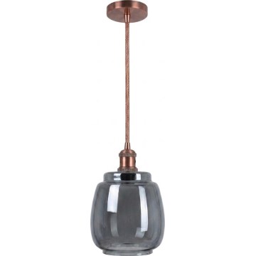 Brilagi - LED-Hängeleuchte an Kabel RETRO GLASS 1xE27/60W/230V Ø 26 cm kupfer/rauchgrau