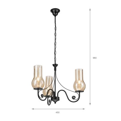Brilagi - LED Hängeleuchte an Kette COTTAGE 3xE14/40W/230V schwarz/braun
