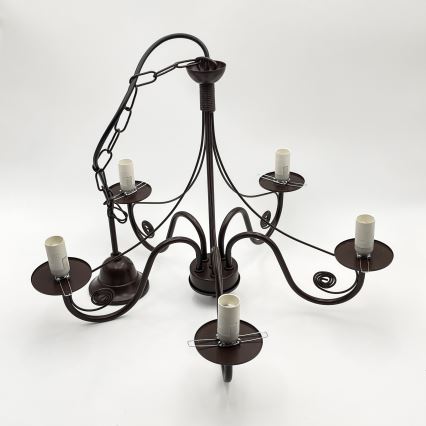 Brilagi - LED Hängeleuchte an Kette COTTAGE 5xE14/40W/230V braun