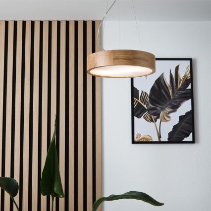 Brilagi - LED-Hängeleuchte an Schnur CARVALHO 2xE27/60W/230V Eiche d 37 cm