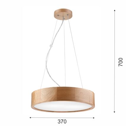 Brilagi - LED-Hängeleuchte an Schnur CARVALHO 2xE27/60W/230V Eiche d 37 cm