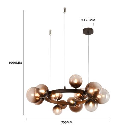 Brilagi - LED-Hängeleuchte an Seil MILLA 15xG9/3W/230V braun/rauchbraun