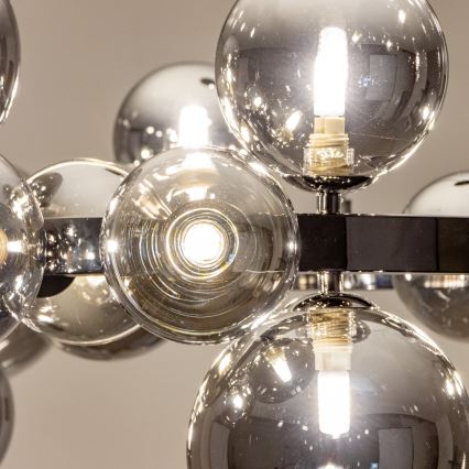 Brilagi - LED-Hängeleuchte an Stahlseil MILLA 15xG9/3W/230V Schwarz-Chrom/Rauchglas