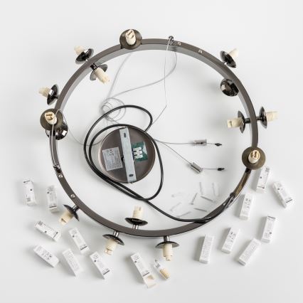 Brilagi - LED-Hängeleuchte an Stahlseil MILLA 15xG9/3W/230V Schwarz-Chrom/Rauchglas