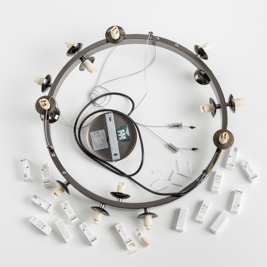 Brilagi - LED-Hängeleuchte an Stahlseil MILLA 15xG9/3W/230V Schwarz-Chrom/Rauchglas