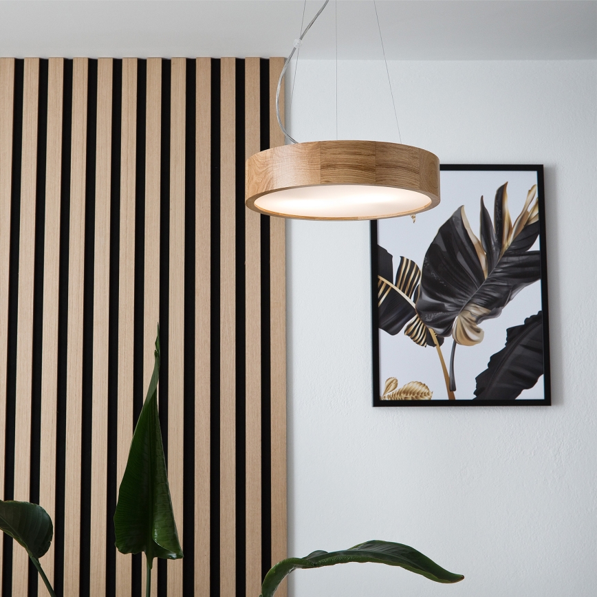 Brilagi - LED Kronleuchter an Seil CARVALHO 2xE27/60W/230V Eiche Ø 37 cm