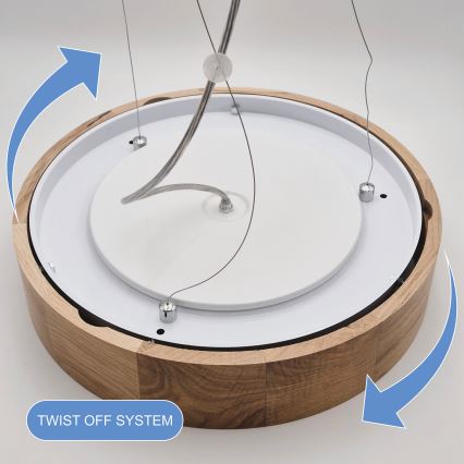 Brilagi - LED Hängeleuchte an Seil CARVALHO 3xE27/60W/230V Eiche Ø 47,5 cm