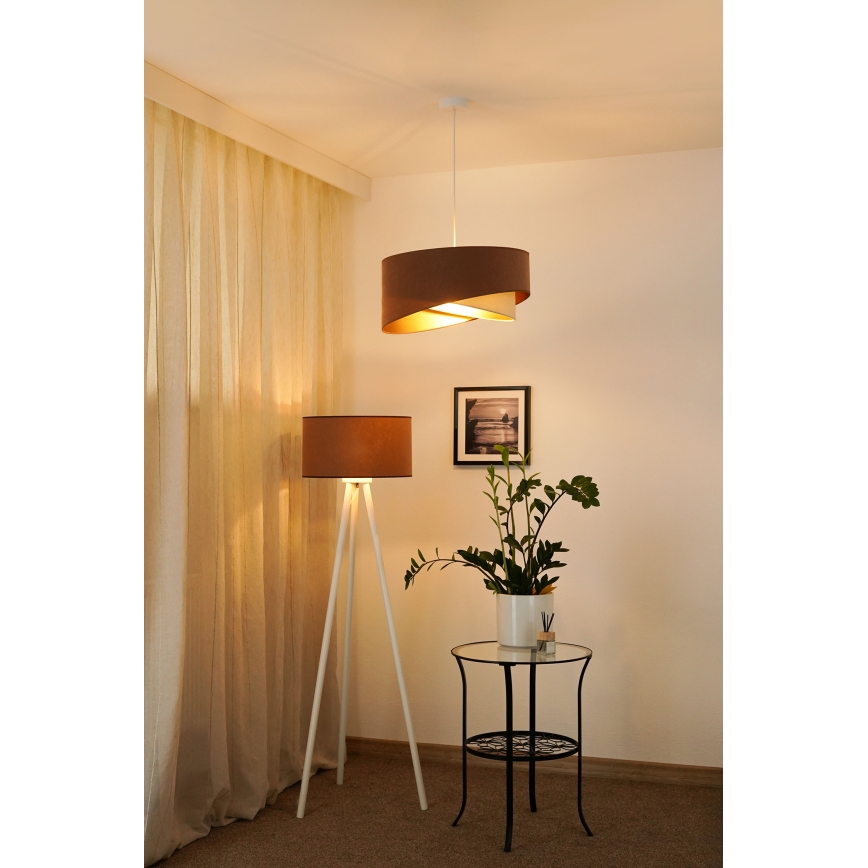 Brilagi - LED-Hängeleuchte LYRA 1xE27/15W/230V braun/cremefarben/golden