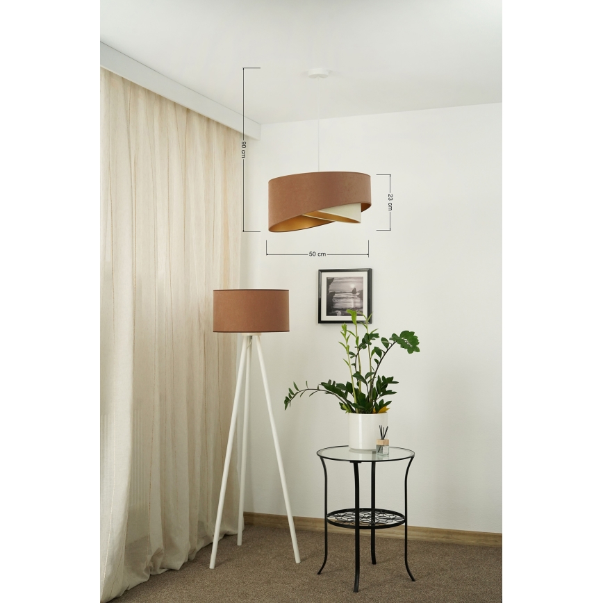 Brilagi - LED-Hängeleuchte LYRA 1xE27/15W/230V braun/cremefarben/golden