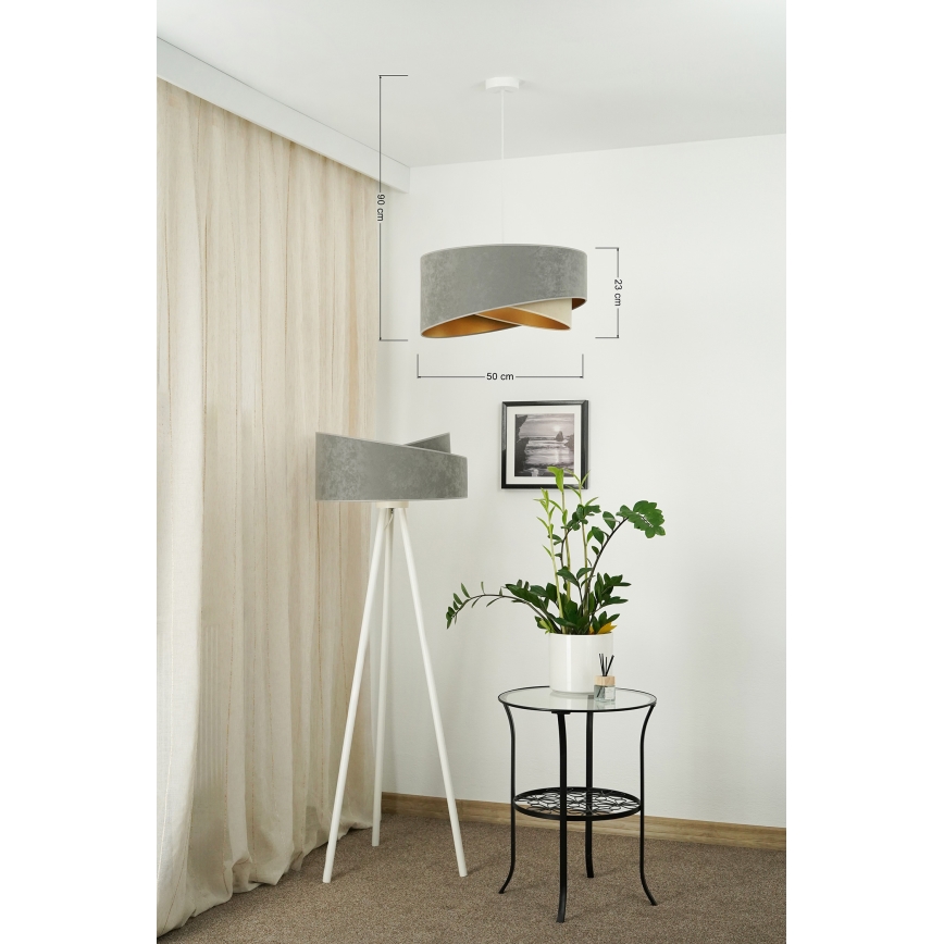 Brilagi - LED-Hängeleuchte LYRA 1xE27/15W/230V grau/beige/golden