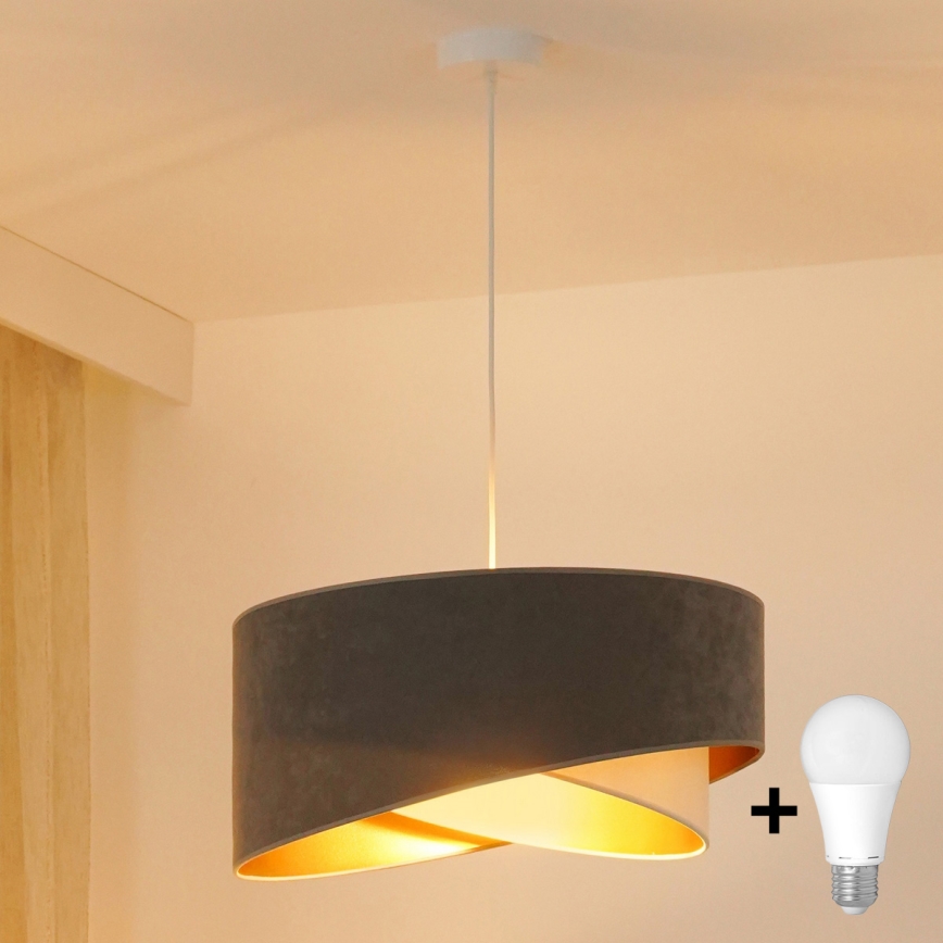 Brilagi - LED-Hängeleuchte LYRA 1xE27/15W/230V grau/cremefarben/golden