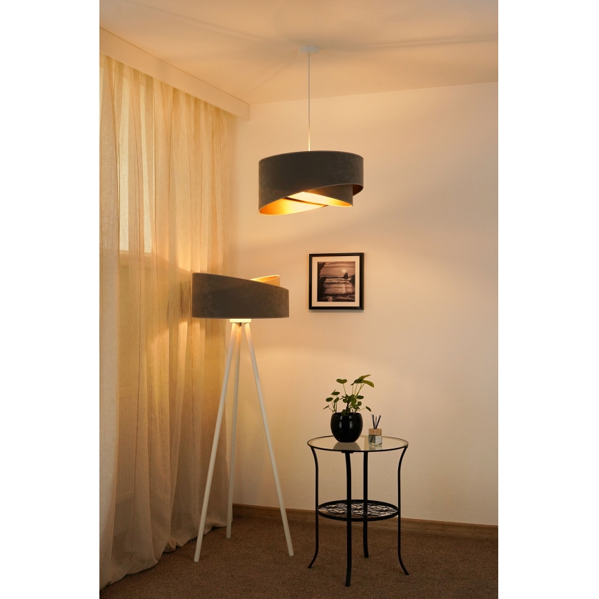 Brilagi - LED-Hängeleuchte LYRA 1xE27/15W/230V grau/golden
