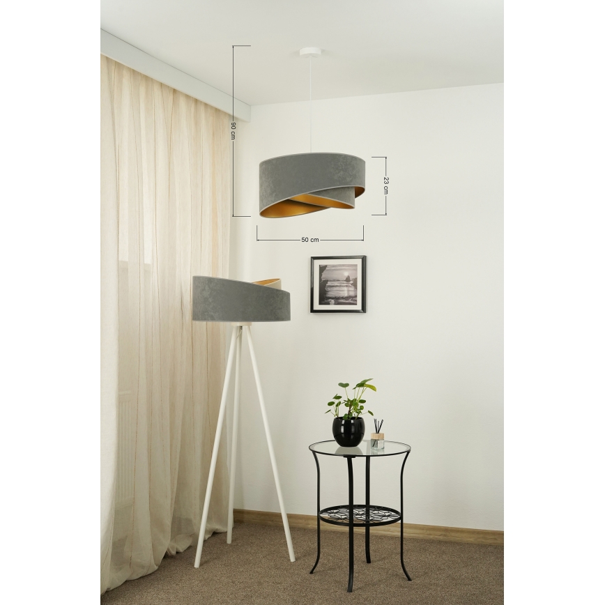 Brilagi - LED-Hängeleuchte LYRA 1xE27/15W/230V grau/golden