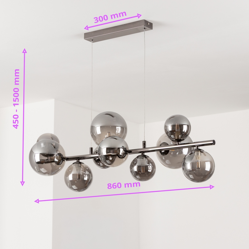 Brilagi - LED-Hängeleuchte MILLA 10xG9/3W/230V glänzendes Chrom/rauchig