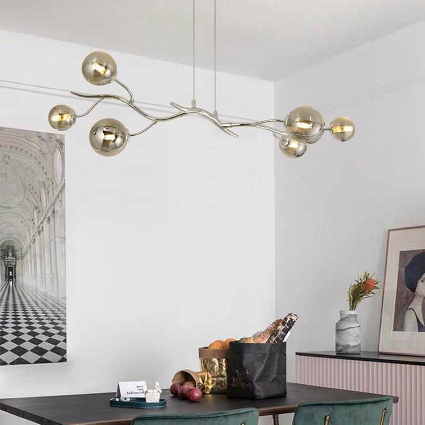 Brilagi - LED-Hängeleuchte MISTEL 6xG9/3W/230V glänzendes Chrom/rauchig