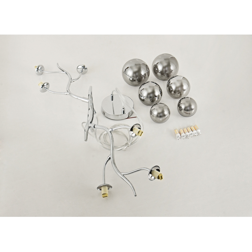 Brilagi - LED-Hängeleuchte MISTEL 6xG9/3W/230V glänzendes Chrom/rauchig
