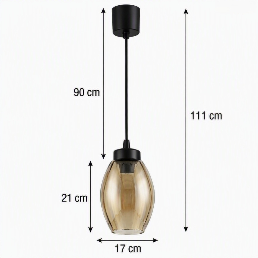 Brilagi - LED-Hängeleuchte an Kabel RETRO GLASS 1xE27/60W/230V Ø 17 cm schwarz/rauchbeige
