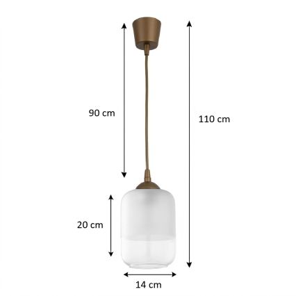 Brilagi - LED-Hängeleuchte mit Kabel RETRO GLASS 1x E27/60W/230V Ø 14 cm braun/weiß