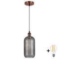 Brilagi - LED-Hängeleuchte mit Kabel RETRO GLASS 1xE27/60W/230V Ø 14 cm kupfer/rauchgrau