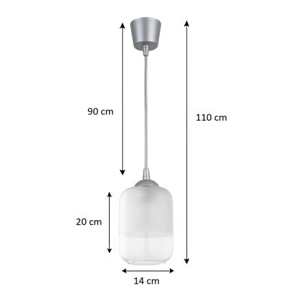 Brilagi - LED-Hängeleuchte mit Kabel RETRO GLASS 1xE27/60W/230V Ø 14 cm silber/weiß