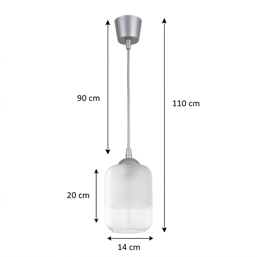 Brilagi - LED-Hängeleuchte mit Kabel RETRO GLASS 1xE27/60W/230V Ø 14 cm silber/weiß